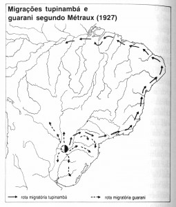 Migrações Tupinambá e Guarani segundo Métraux (1927)