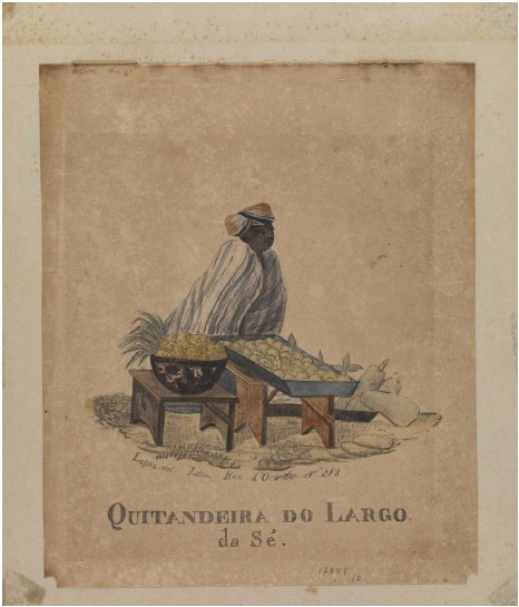 Quitandeira do Largo da Sé, ano 18. Lopes (Firma litográfica). Biblioteca Nacional Digital.