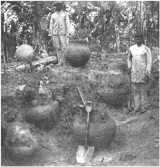 registro de uma escavação arqueológica realizada na Ilha de Marajó/PA em 1915