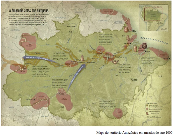 mapa do território amazônico em meados do ano mil
